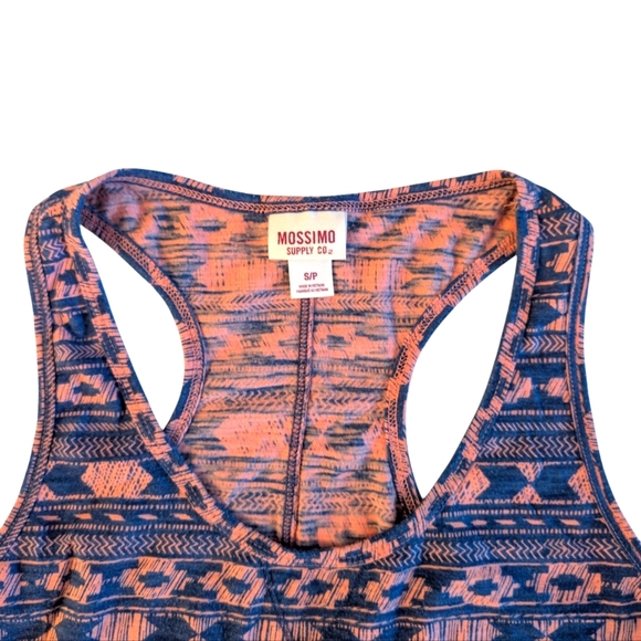 Mossimo Supply Co. Women's Blue and Orange Patterned Tank Top Cotton Size S - Picture 3 of 8